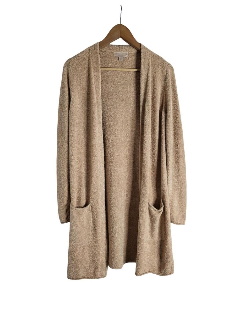 Barefoot Dreams Cozy Chic Lite Straight Long Cardigan In Tan Size Extra Small